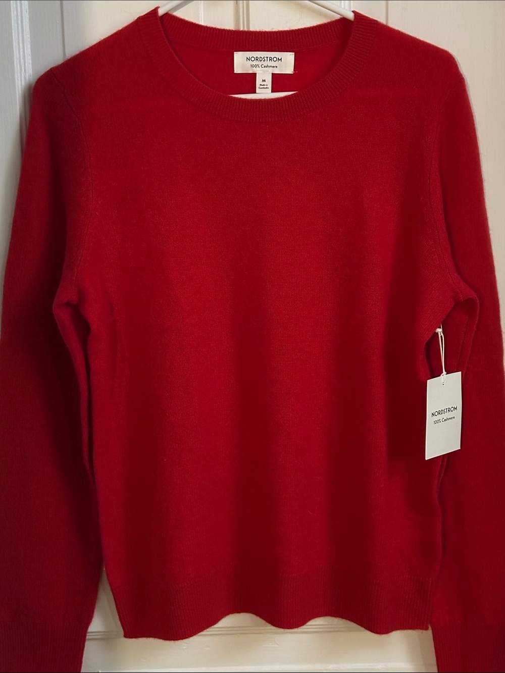 Nordstrom Red 100% Cashmere Crewneck Sweater